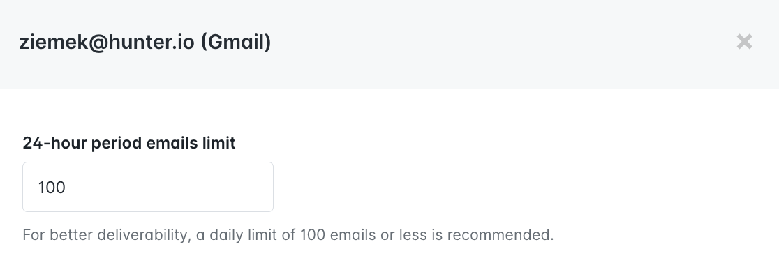 Hunter Campaigns interface to configure a custom tracking domain
